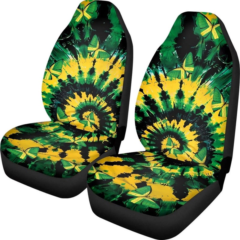 Howilath Jamaican Butterfly Tie-Dye Car Seat Cover Set of 2 Front Seat Cover Split Anti-Slip Soft Interior Accessories Fit SUV Sedan Truck - Image 2
